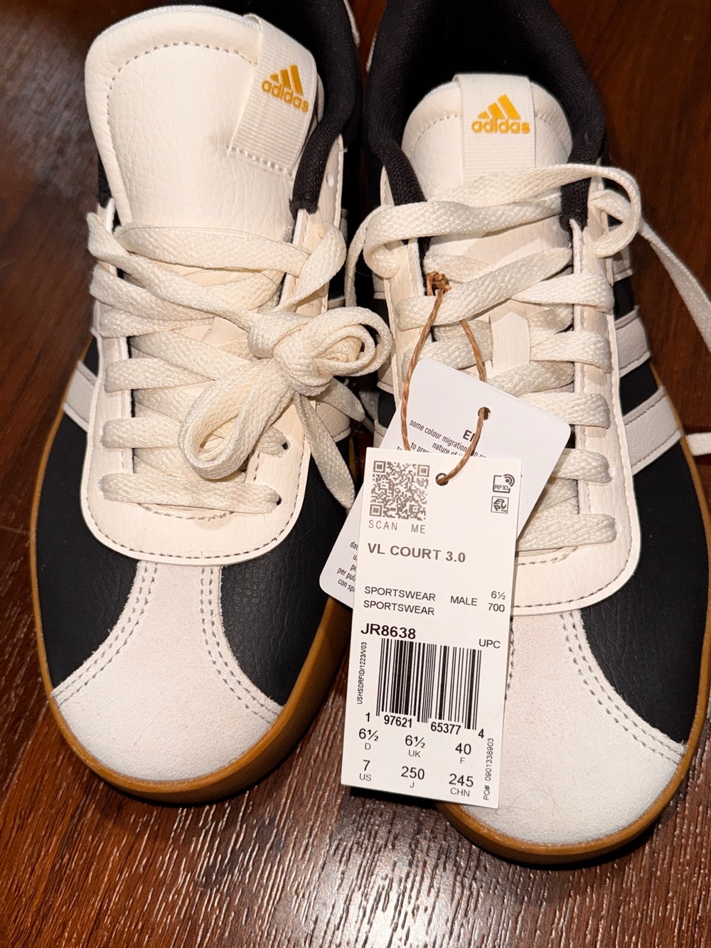 adidas VL Court 3.0 Women’s Sneakers in White, Black and Gum